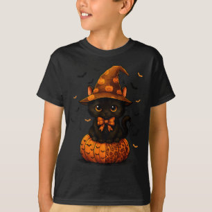 Süße schwarze Katze Kürbis Saison Herbst T-Shirt