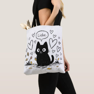 Süße schwarze Katze Liebesherzen