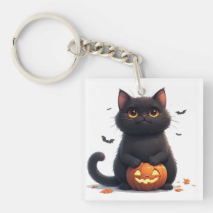 Süße schwarze Katze Magie Halloween Thema 🎃 Schlüsselanhänger