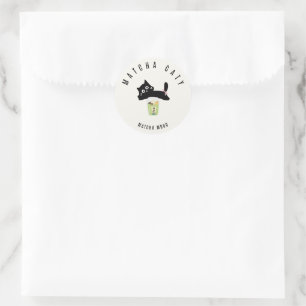 Süße schwarze Katze Matcha Sticker Matcha Caty