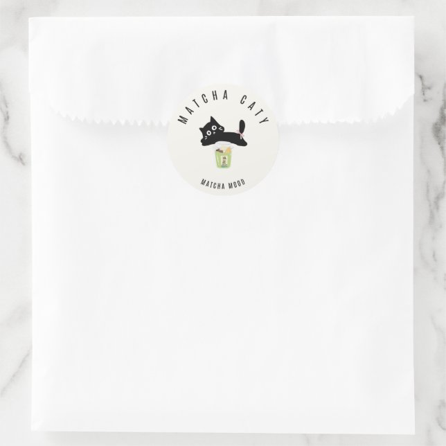 Süße schwarze Katze Matcha Sticker | Matcha Caty | (Tasche)