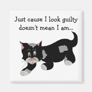 Süße schwarze Katze mit Flecken und Spruch Magnet