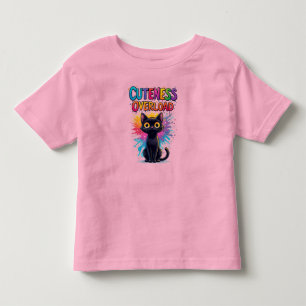 Süße schwarze Katze mit großen gelben Augen Kleinkind T-shirt