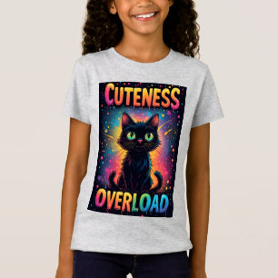 Süße schwarze Katze mit großen gelben Augen T-Shirt