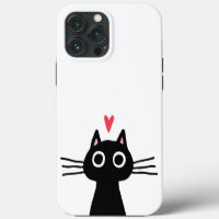 Süße schwarze Katze mit Herz