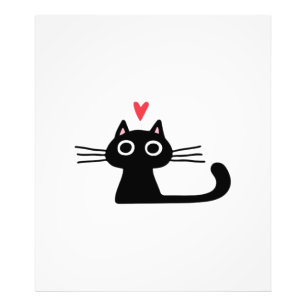Süße schwarze Katze mit Herz Kätzchen Valentinsta Fotodruck