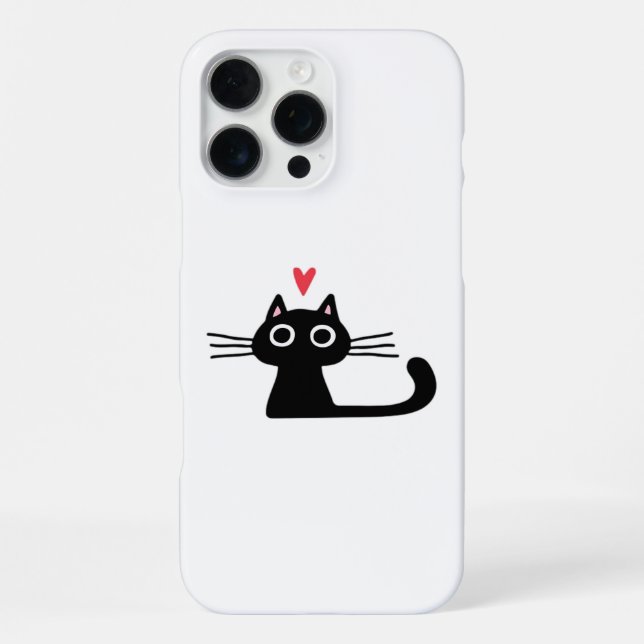 Süße schwarze Katze mit Herz  Kätzchen Valentinsta iPhone Hülle (Rückseite)