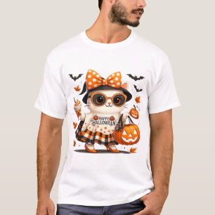 Süße schwarze Katze mit Hexenhut � Kawaii Hallowee T-Shirt