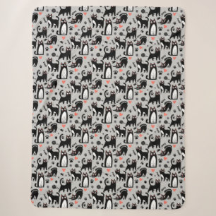 Süße schwarze Katze nahtloses Muster auf einem hel Sherpadecke