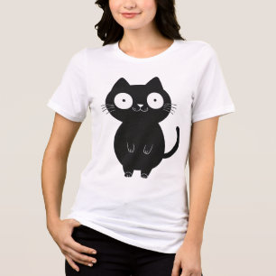 Süße schwarze Katze niedlich einfache Cartoon-Katz Tri-Blend Shirt