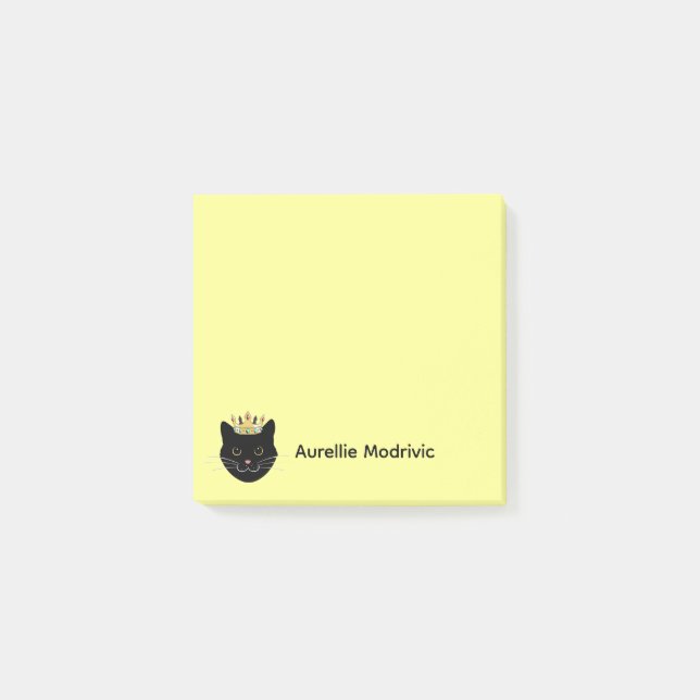 Süße schwarze Katze Personalisiert Post-it Klebezettel (Vorderseite)