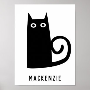 Süße schwarze Katze personalisiert Poster