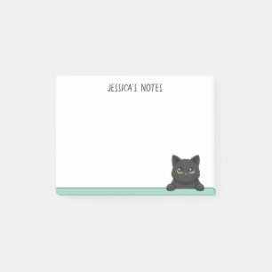 Süße schwarze Katze schaut hervor Mint Personalisi Post-it Klebezettel