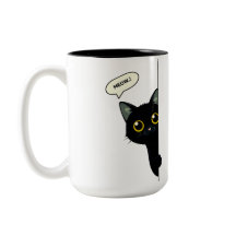 Süße schwarze Katze schaut um die Ecke | Lustig