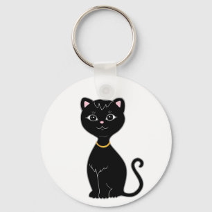 Süße schwarze Katze Schlüsselanhänger