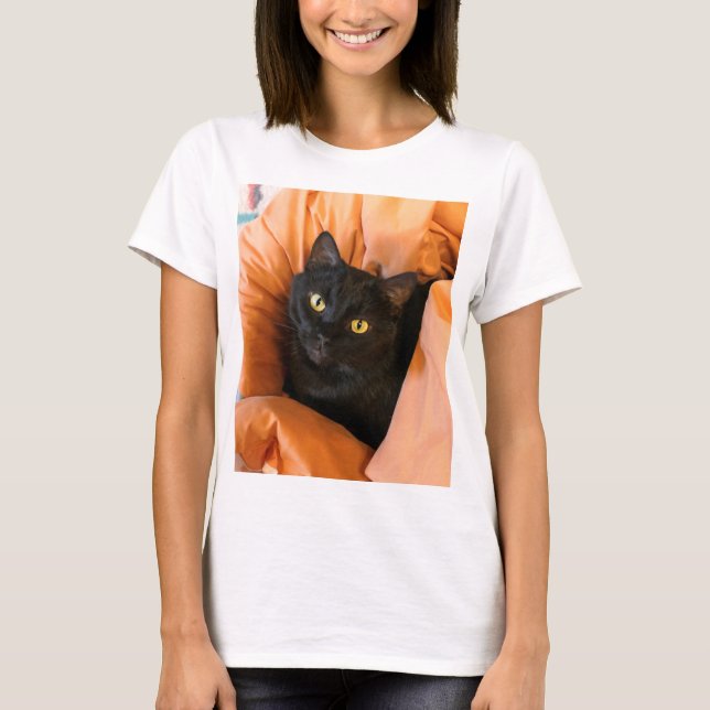 Süße schwarze Katze T-Shirt (Vorderseite)
