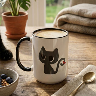 Süße schwarze Katze  Tasse