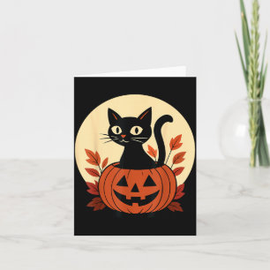 Süße schwarze Katze und Jack O Lantern Kürbis Karte
