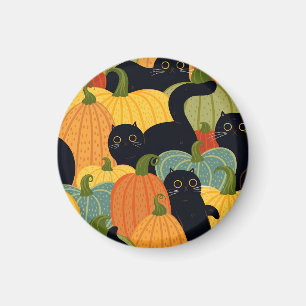 Süße schwarze Katze und Kürbis Halloween Nahtlos Magnet