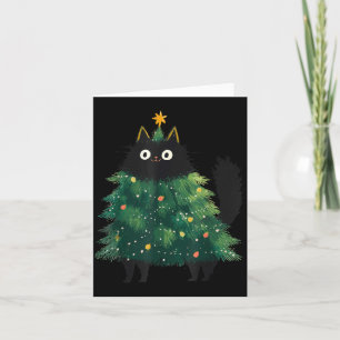 Süße schwarze Katze Weihnachtsbaum Lustige Katzenl Karte
