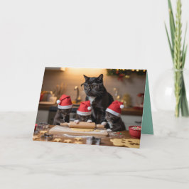 Süße schwarze Katze Weihnachtsplätzchen Karte