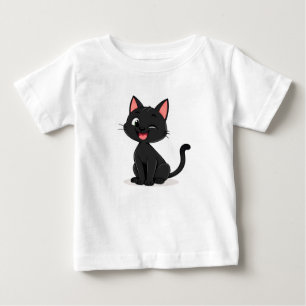 Süße schwarze Katzen-Cartoon-Illustration Baby T-shirt