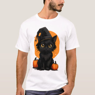 Süße schwarze Katzen-Cartoon-T-Shirt Lustiges Ge T-Shirt