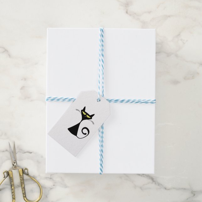Süße schwarze Katzen-Geschenkanhänger Geschenkanhänger (Mit Garn)