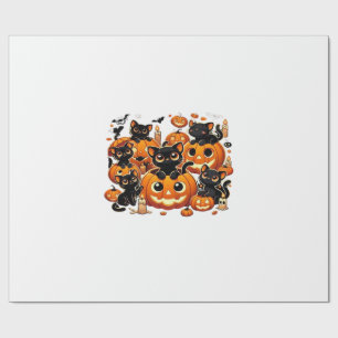 Süße schwarze Katzen in Kürbissen Halloween Nacht Geschenkpapier