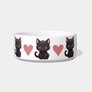 Süße schwarze Katzen und Herzen personalisierte Sc Napf