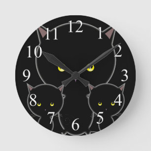 Süße schwarze Katzen Wanduhr