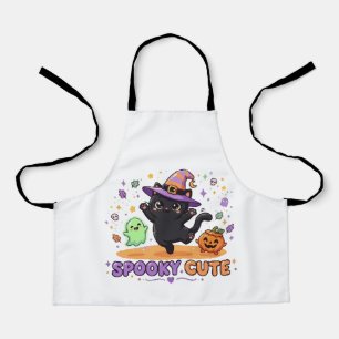 Süße schwarze Katzenhexe Halloween Schürze