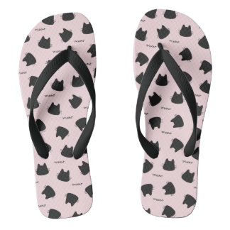 Süße schwarze Katzenmuster Rosa Meow Kitty Flip Flops