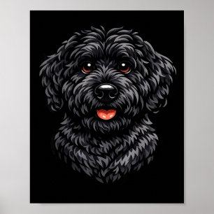 Süße schwarze Labradoodle-Hund-Doodle-Welpen-Kunst Poster