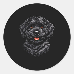 Süße schwarze Labradoodle-Hund-Doodle-Welpen-Kunst Runder Aufkleber