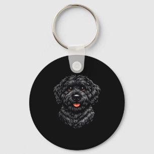 Süße schwarze Labradoodle-Hunde-Doodle-Welpen-Kuns Schlüsselanhänger