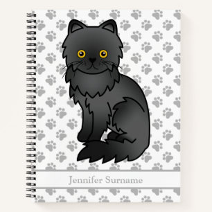 Süße schwarze persische Cartoon-Katze & benutzerde Notizbuch