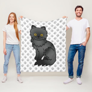 Süße schwarze persische Cartoon-Katze & Pfoten Fleecedecke
