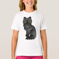 Süße schwarze persische Cartoon-Katzen-Illustratio