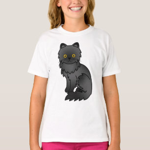 Süße schwarze persische Cartoon-Katzen-Illustratio T-Shirt