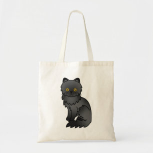 Süße schwarze persische Cartoon-Katzen-Illustratio Tragetasche
