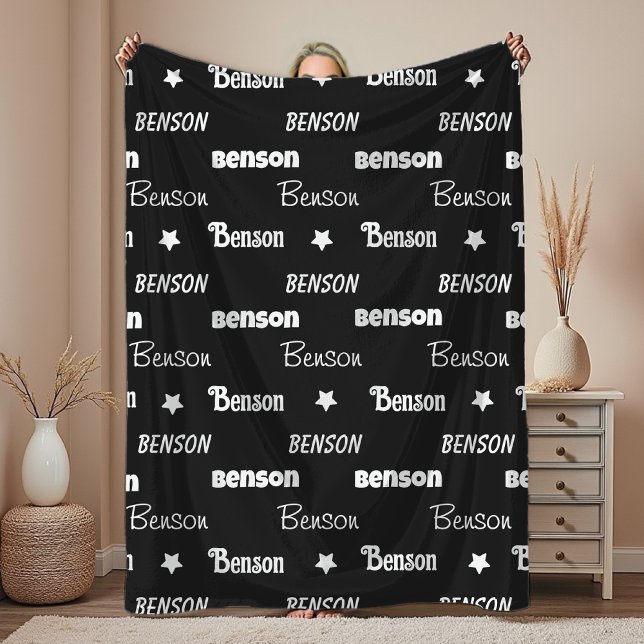 Süße schwarze personalisierte Decke mit wiederholt (Von Creator hochgeladen)