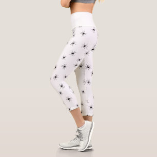 Süße schwarze Spinne Muster Weiß Capri Leggings
