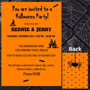 Süße schwarze und orange Halloween-Party für Erwac Einladung