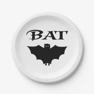 Süße schwarze und weiße Fledermaus Halloween Pappteller