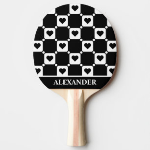 Süße schwarze und weiße Herzen Personalisiert Tischtennis Schläger