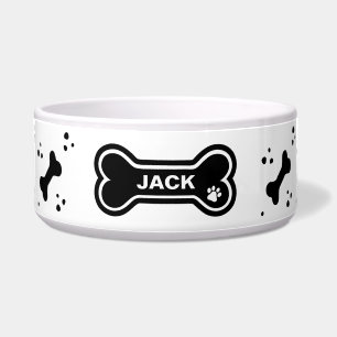 Süße schwarze und weiße Hundeknochen personalisier Napf