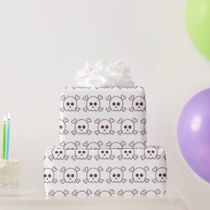 Süße schwarze und weiße Totenköpfe Halloween Geschenkpapier