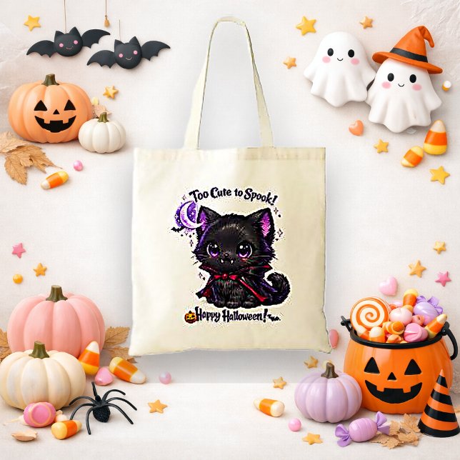 Süße schwarze Vampirkatze Trick oder Treat Tragetasche (Von Creator hochgeladen)