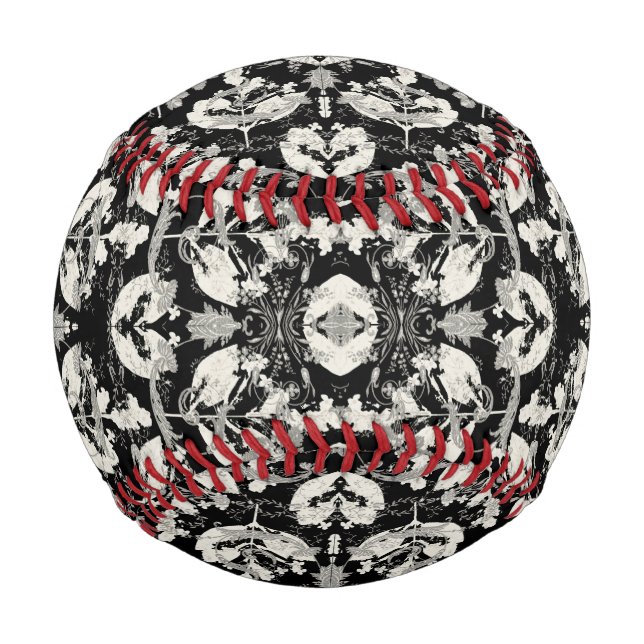 Süße schwarze weiße abstrakte Blätter-Muster Case- Baseball (Vorderseite)